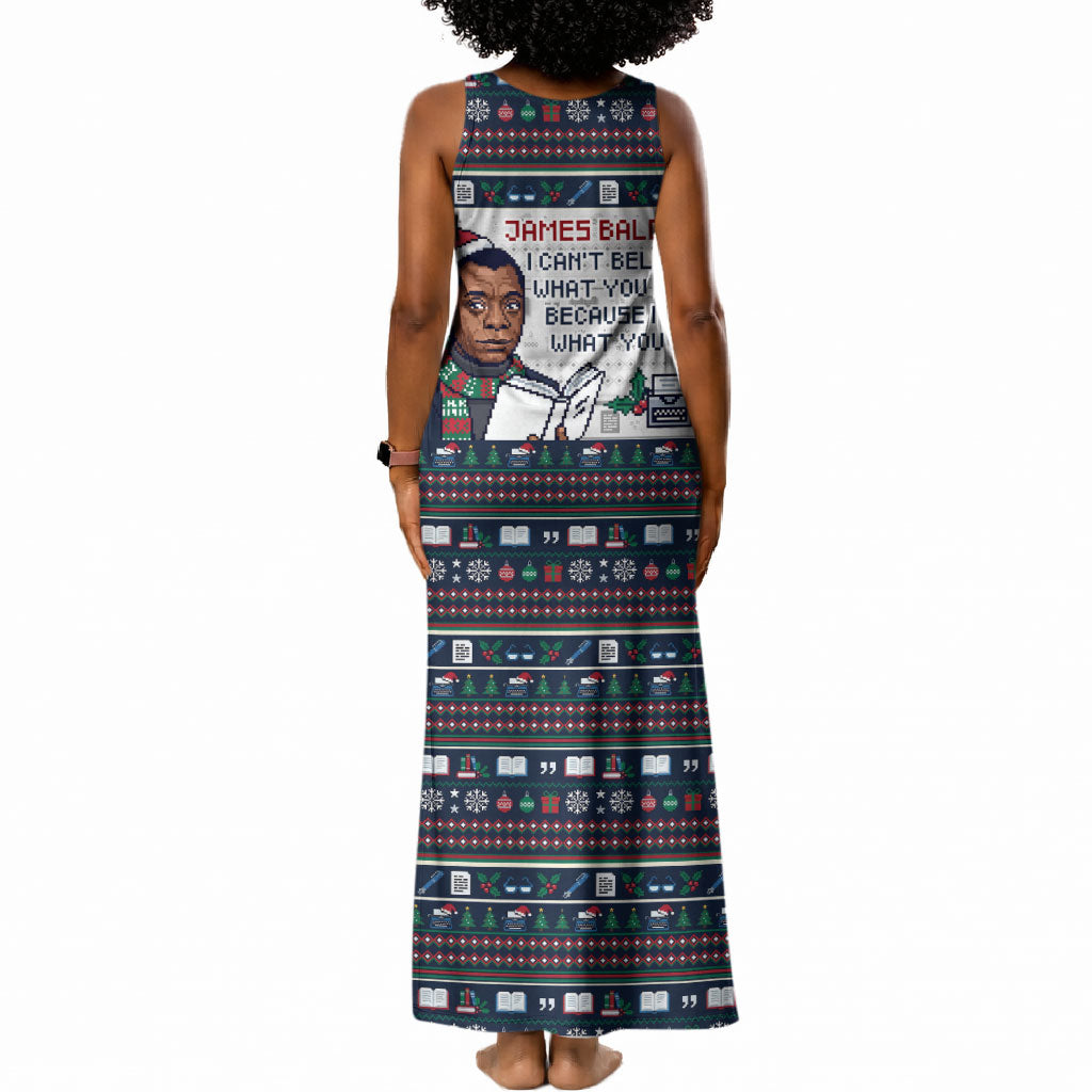 James Baldwin Christmas Santa Tank Maxi Dress Ugly Pixel Pattern Black History Holiday