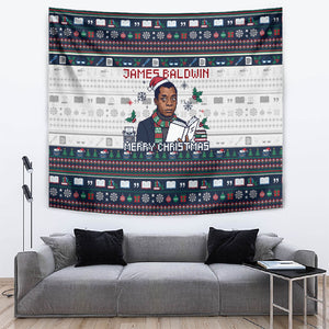 James Baldwin Christmas Santa Tapestry Ugly Pixel Pattern Black History Holiday
