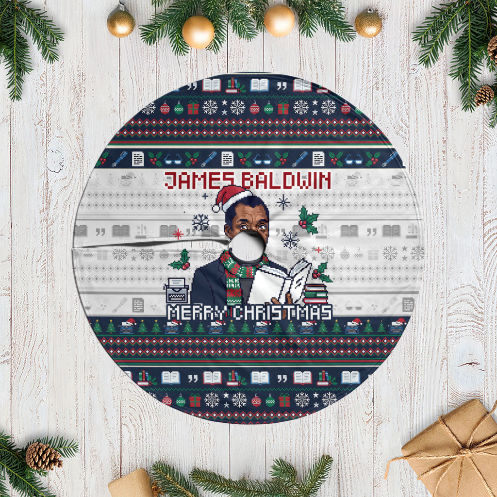 James Baldwin Christmas Santa Tree Skirt Ugly Pixel Pattern Black ...