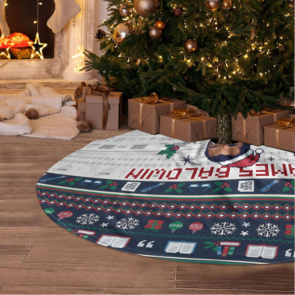 James Baldwin Christmas Santa Tree Skirt Ugly Pixel Pattern Black ...