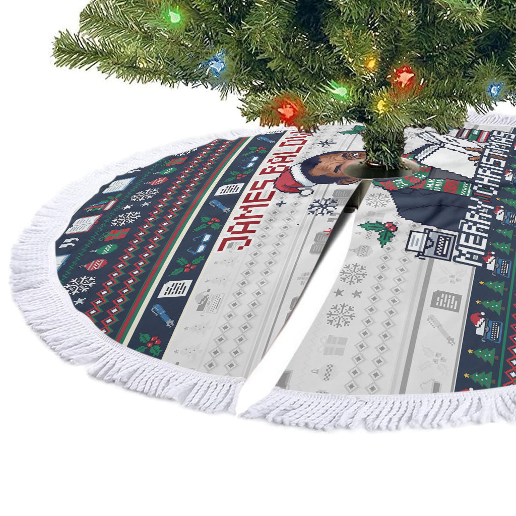 James Baldwin Christmas Santa Tree Skirt Ugly Pixel Pattern Black History Holiday