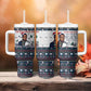 James Baldwin Christmas Santa Tumbler With Handle Ugly Pixel Pattern Black History Holiday