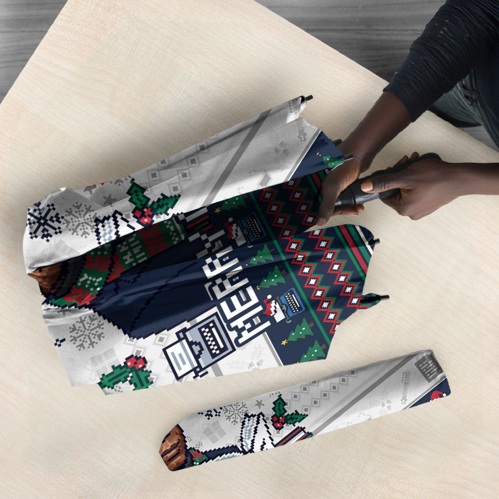 James Baldwin Christmas Santa Umbrella Ugly Pixel Pattern Black History Holiday