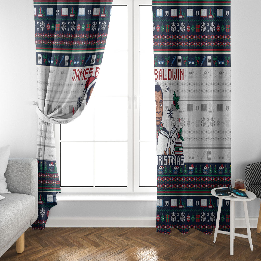 James Baldwin Christmas Santa Window Curtain Ugly Pixel Pattern Black ...