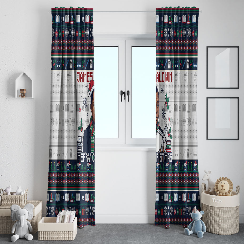 James Baldwin Christmas Santa Window Curtain Ugly Pixel Pattern Black History Holiday