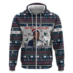 James Baldwin Christmas Santa Zip Hoodie Ugly Pixel Pattern Black History Holiday