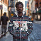 James Baldwin Christmas Santa Zip Hoodie Ugly Pixel Pattern Black History Holiday