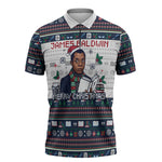 James Baldwin Christmas Santa Zipper Polo Shirt Ugly Pixel Pattern Black History Holiday