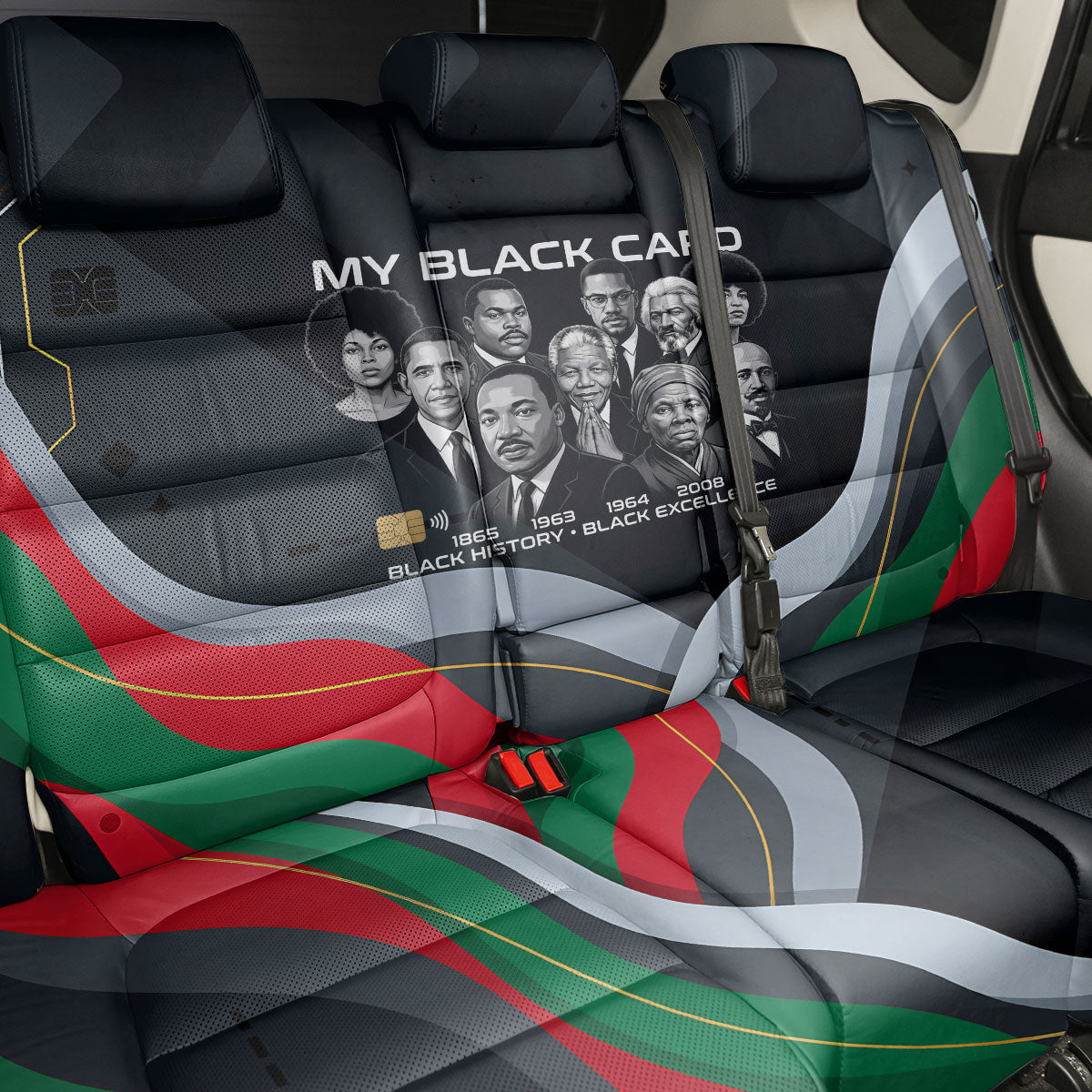 My Black Card Civil Rights Leaders Black History Back Car Seat Cover African American Black Excellence Milestones Freedom