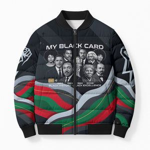 My Black Card Civil Rights Leaders Black History Bomber Puffer Jacket African American Black Excellence Milestones Freedom