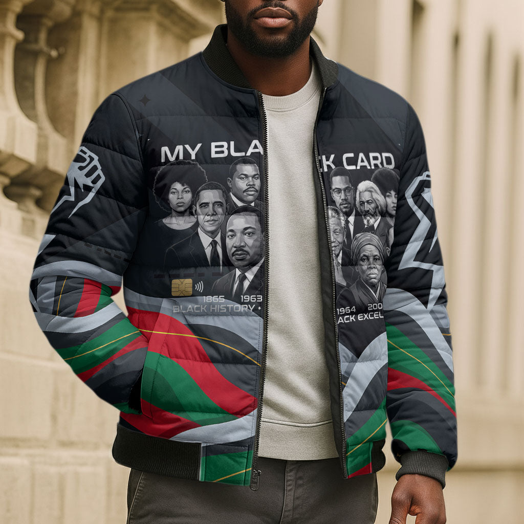 My Black Card Civil Rights Leaders Black History Bomber Puffer Jacket African American Black Excellence Milestones Freedom