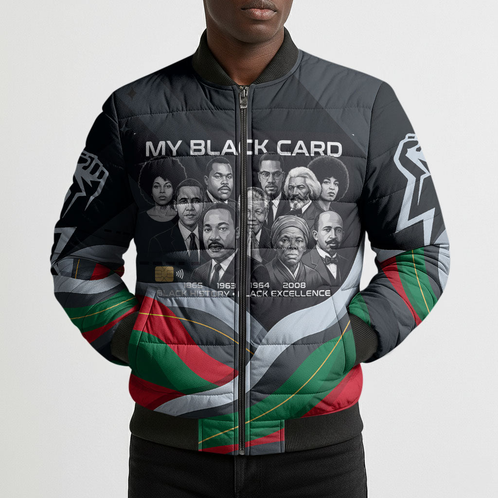 My Black Card Civil Rights Leaders Black History Bomber Puffer Jacket African American Black Excellence Milestones Freedom