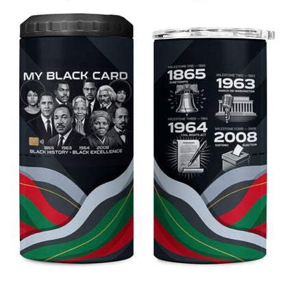 My Black Card Civil Rights Leaders Black History 4 in 1 Can Cooler Tumbler African American Black Excellence Milestones Freedom