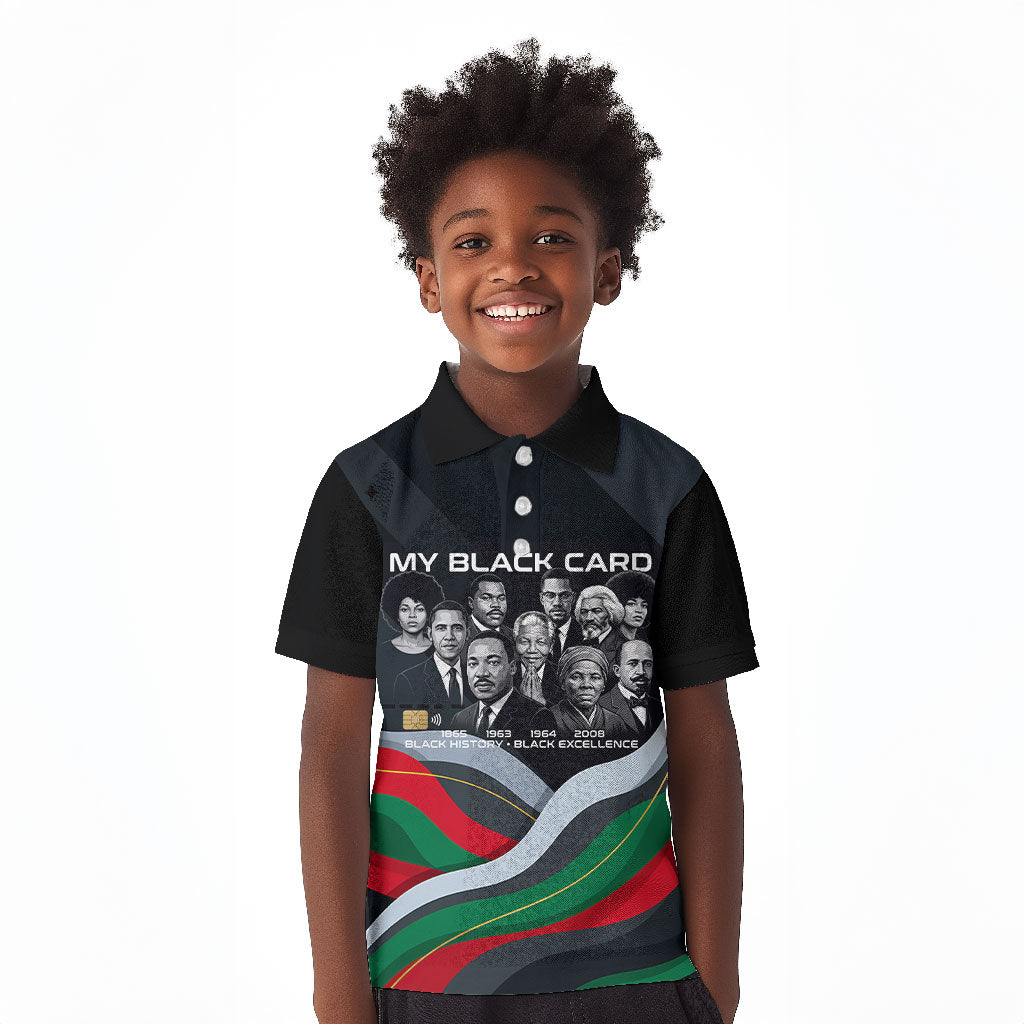My Black Card Civil Rights Leaders Black History Kid Polo Shirt African American Black Excellence Milestones Freedom