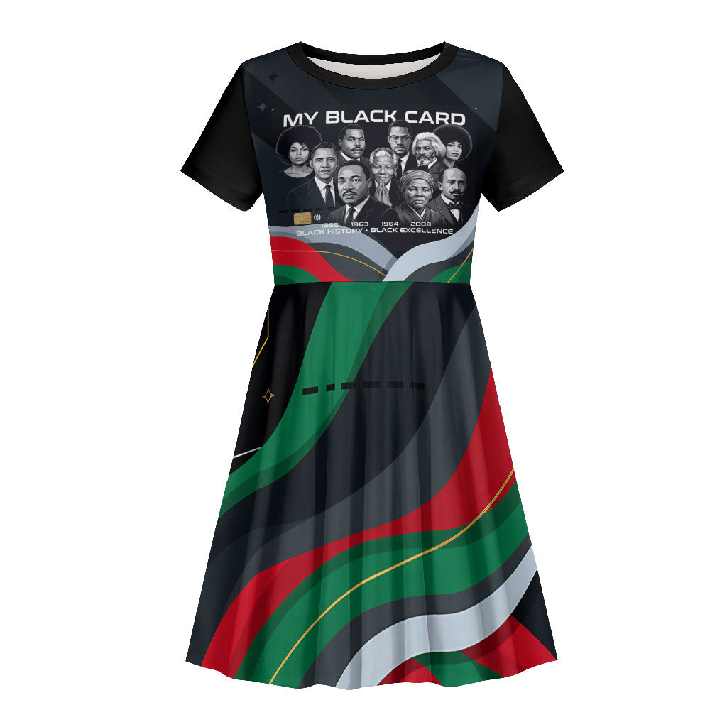 My Black Card Civil Rights Leaders Black History Kid Short Sleeve Dress African American Black Excellence Milestones Freedom