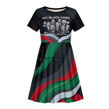 My Black Card Civil Rights Leaders Black History Kid Short Sleeve Dress African American Black Excellence Milestones Freedom