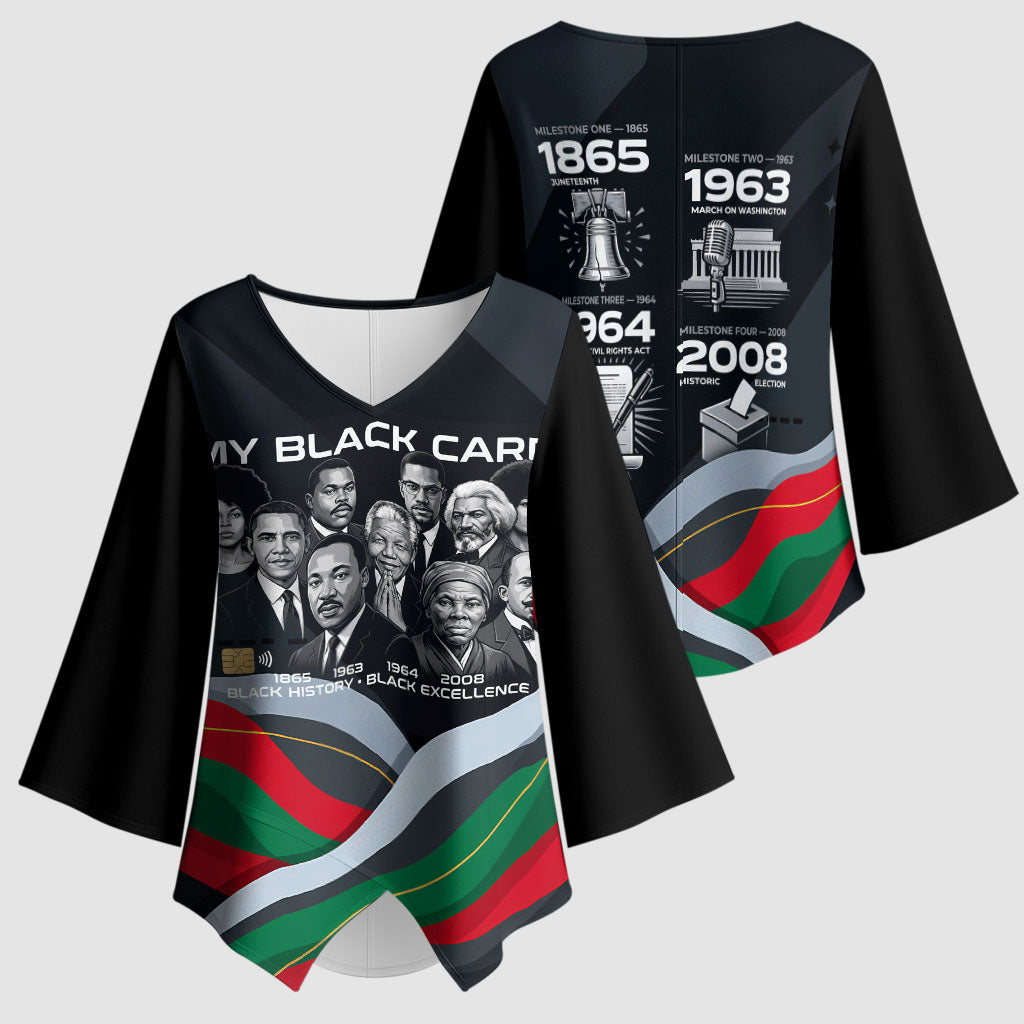 My Black Card Civil Rights Leaders Black History Kimono Sleeve Blouse African American Black Excellence Milestones Freedom