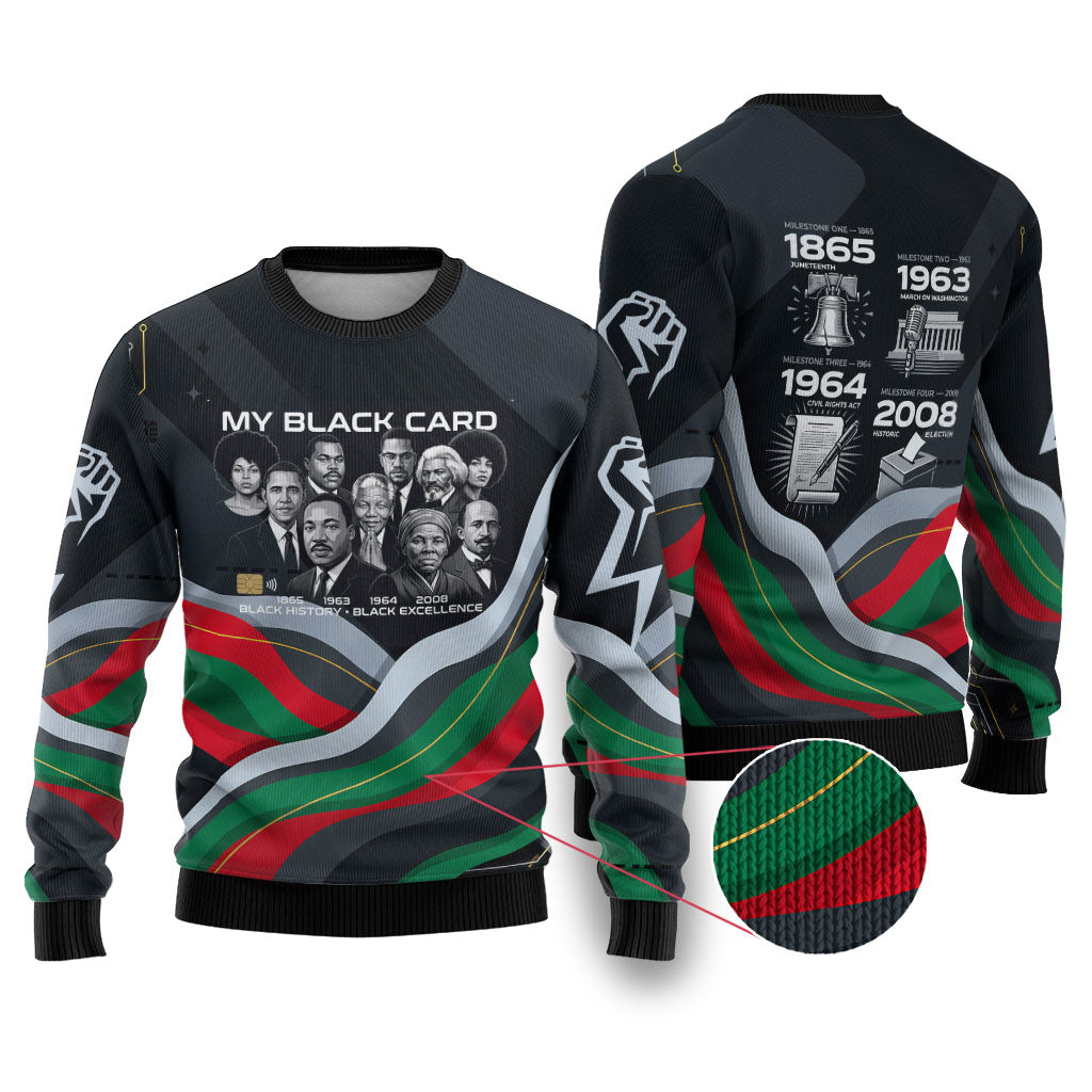 My Black Card Civil Rights Leaders Black History Ugly Christmas Sweater African American Black Excellence Milestones Freedom