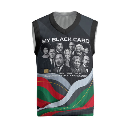 My Black Card Civil Rights Leaders Black History Christmas Knitted V-Neck Vest African American Black Excellence Milestones Freedom