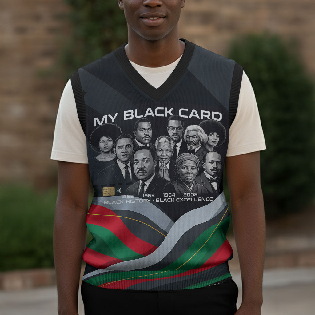 My Black Card Civil Rights Leaders Black History Christmas Knitted V-Neck Vest African American Black Excellence Milestones Freedom