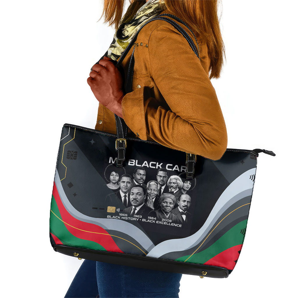My Black Card Civil Rights Leaders Black History Leather Tote Bag African American Black Excellence Milestones Freedom