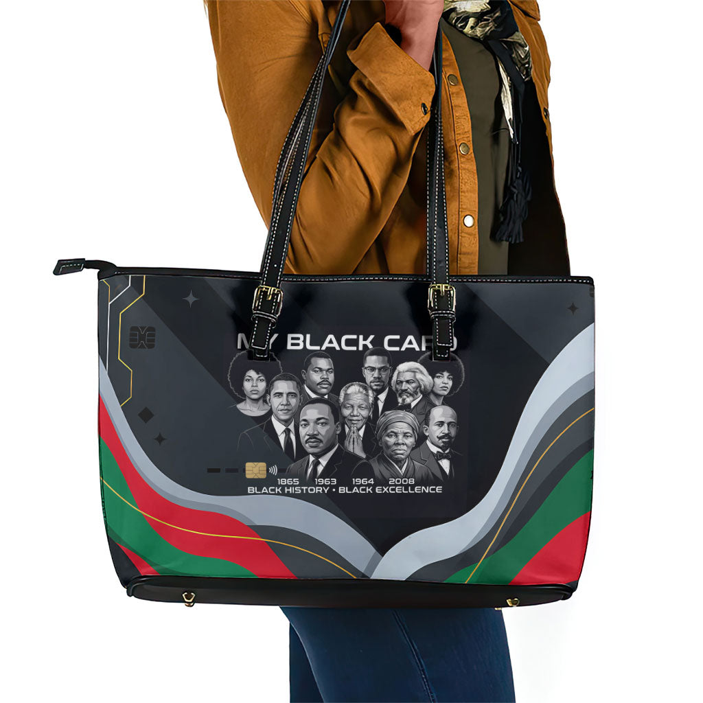 My Black Card Civil Rights Leaders Black History Leather Tote Bag African American Black Excellence Milestones Freedom