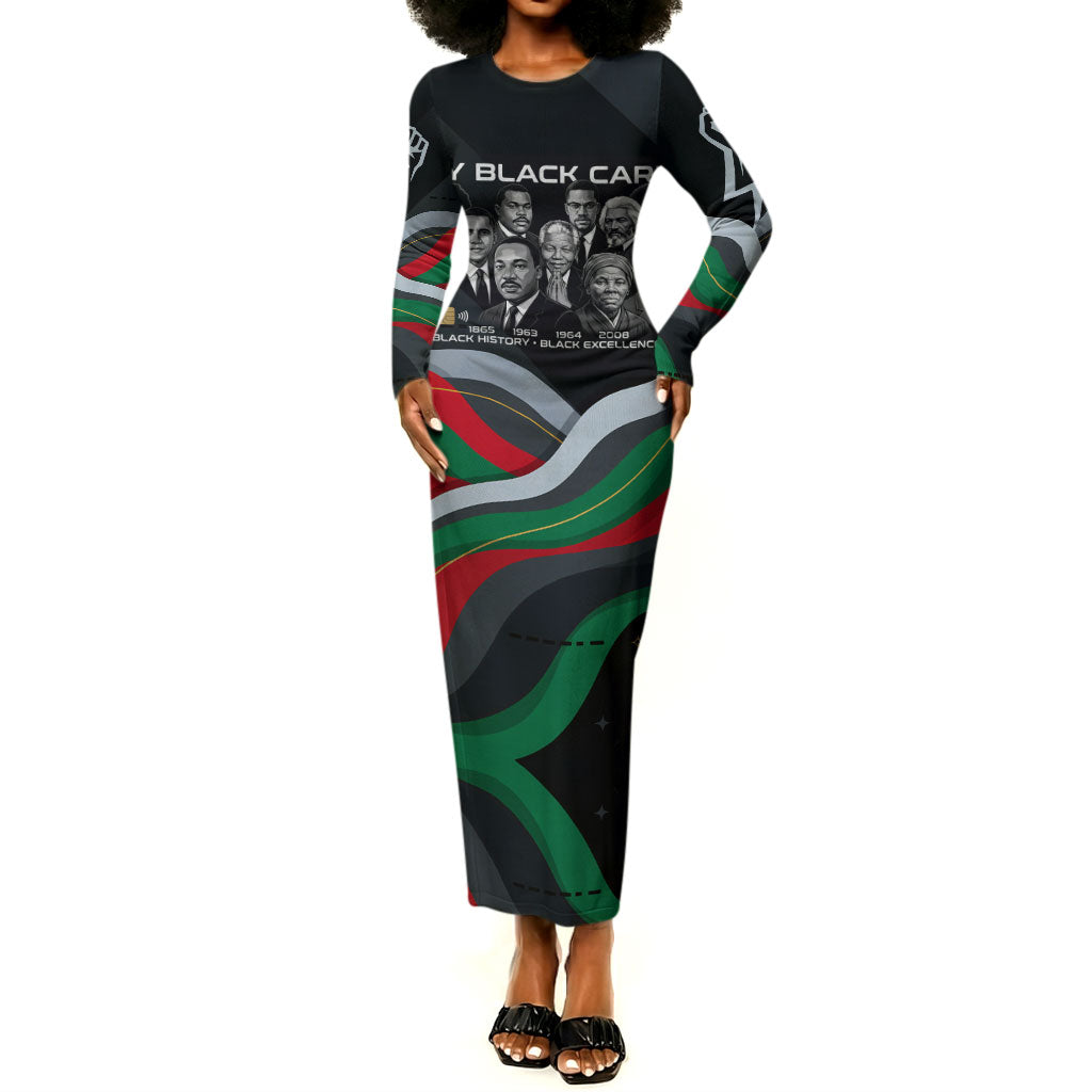 My Black Card Civil Rights Leaders Black History Long Sleeve Bodycon Dress African American Black Excellence Milestones Freedom