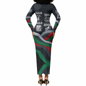 My Black Card Civil Rights Leaders Black History Long Sleeve Bodycon Dress African American Black Excellence Milestones Freedom
