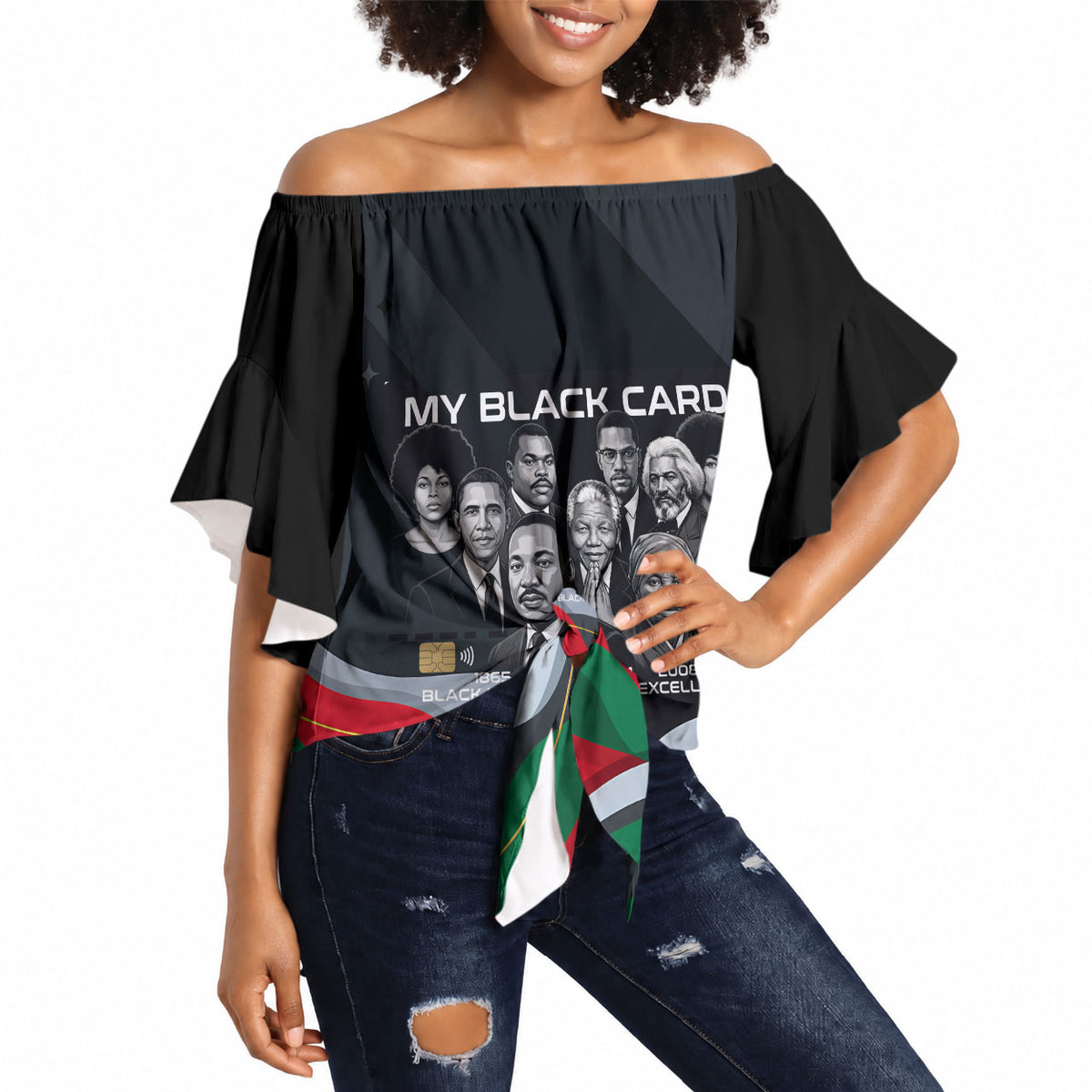My Black Card Civil Rights Leaders Black History Off Shoulder Wrap Waist Top African American Black Excellence Milestones Freedom