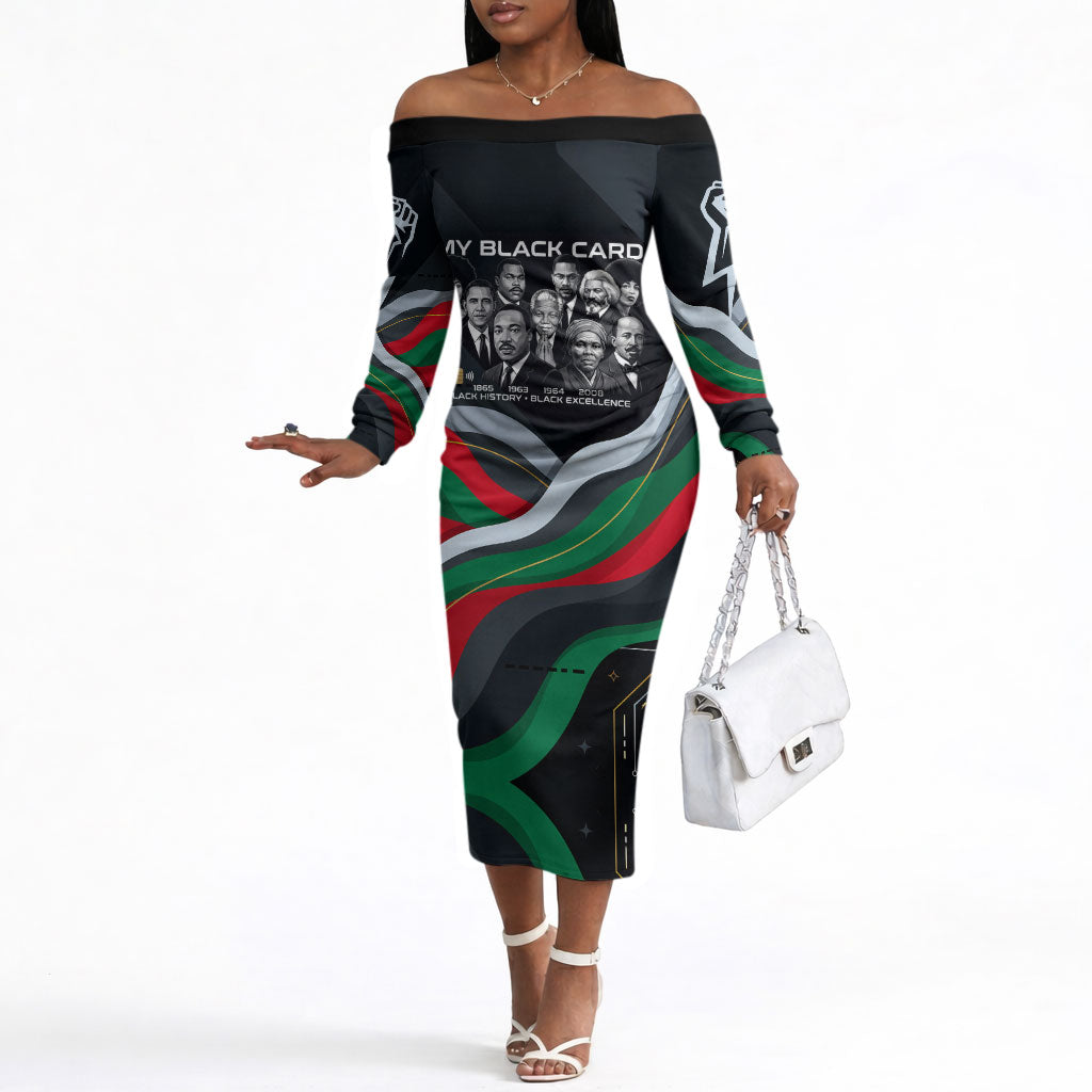 My Black Card Civil Rights Leaders Black History Off The Shoulder Long Sleeve Dress African American Black Excellence Milestones Freedom