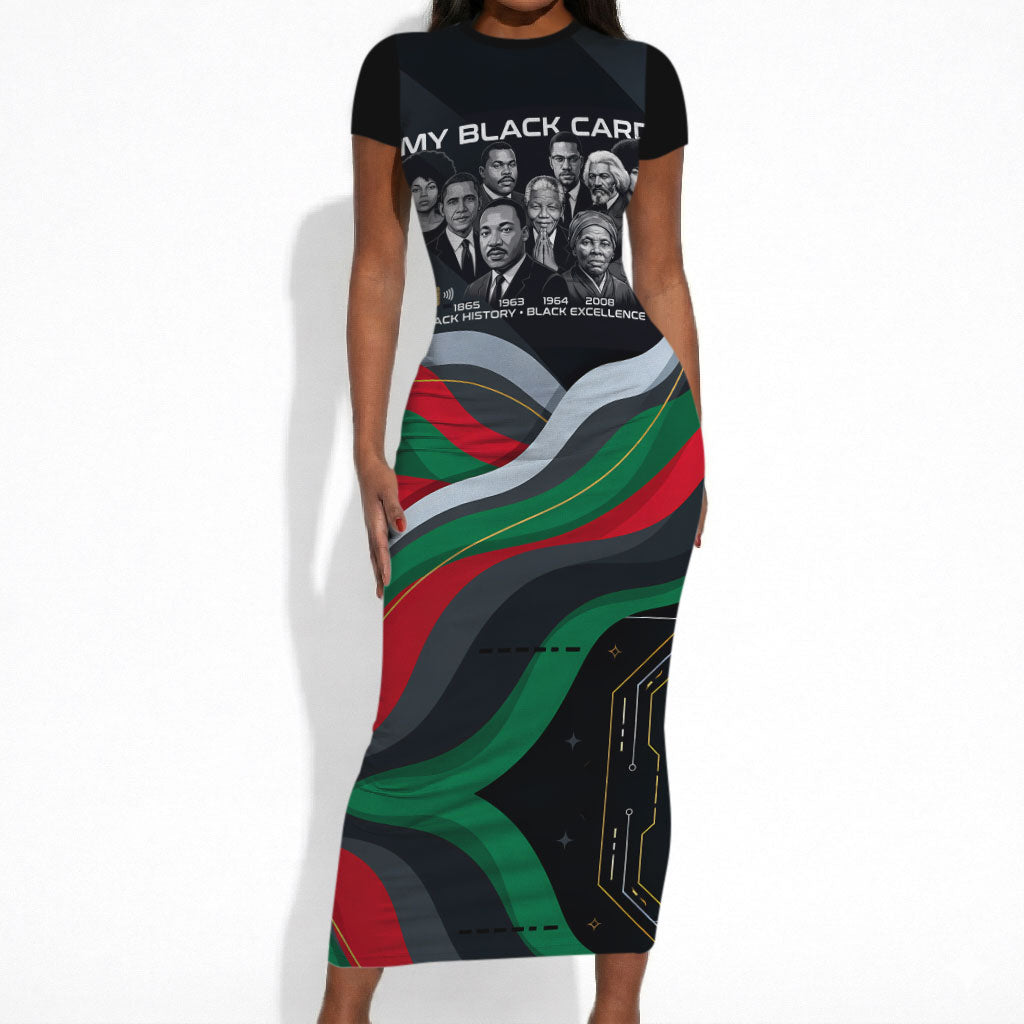 My Black Card Civil Rights Leaders Black History Short Sleeve Bodycon Dress African American Black Excellence Milestones Freedom