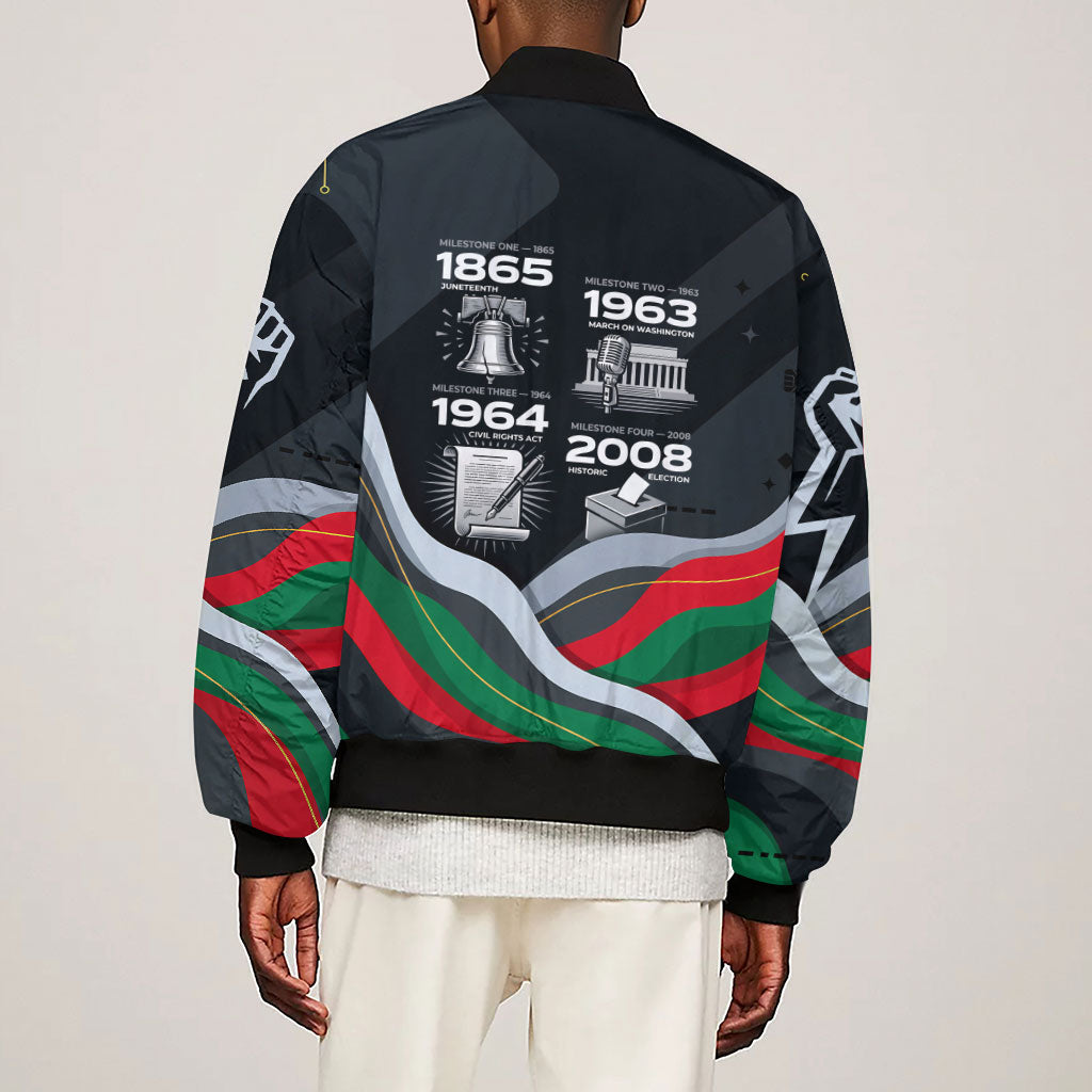 My Black Card Civil Rights Leaders Black History Sleeve Zip Bomber Jacket African American Black Excellence Milestones Freedom