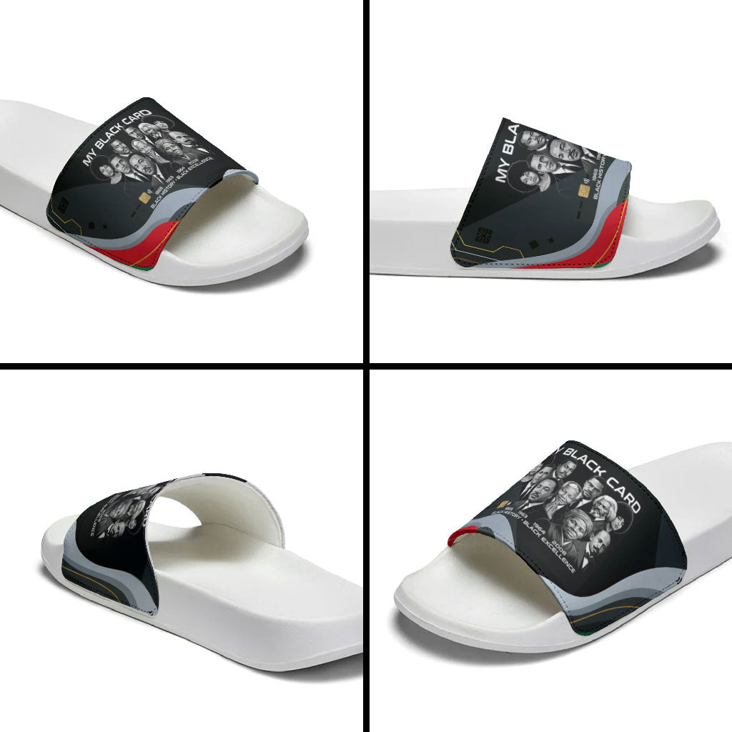 My Black Card Civil Rights Leaders Black History Slide Sandals African American Black Excellence Milestones Freedom
