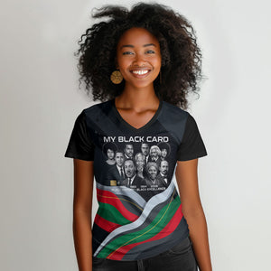 My Black Card Civil Rights Leaders Black History Women V-Neck T-Shirt African American Black Excellence Milestones Freedom