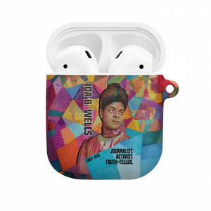Ida B. Wells AirPods Case with Colorful Patchwork Pattern Design Confident Portrait Civil Rights and Journalism Tribute - African Pride