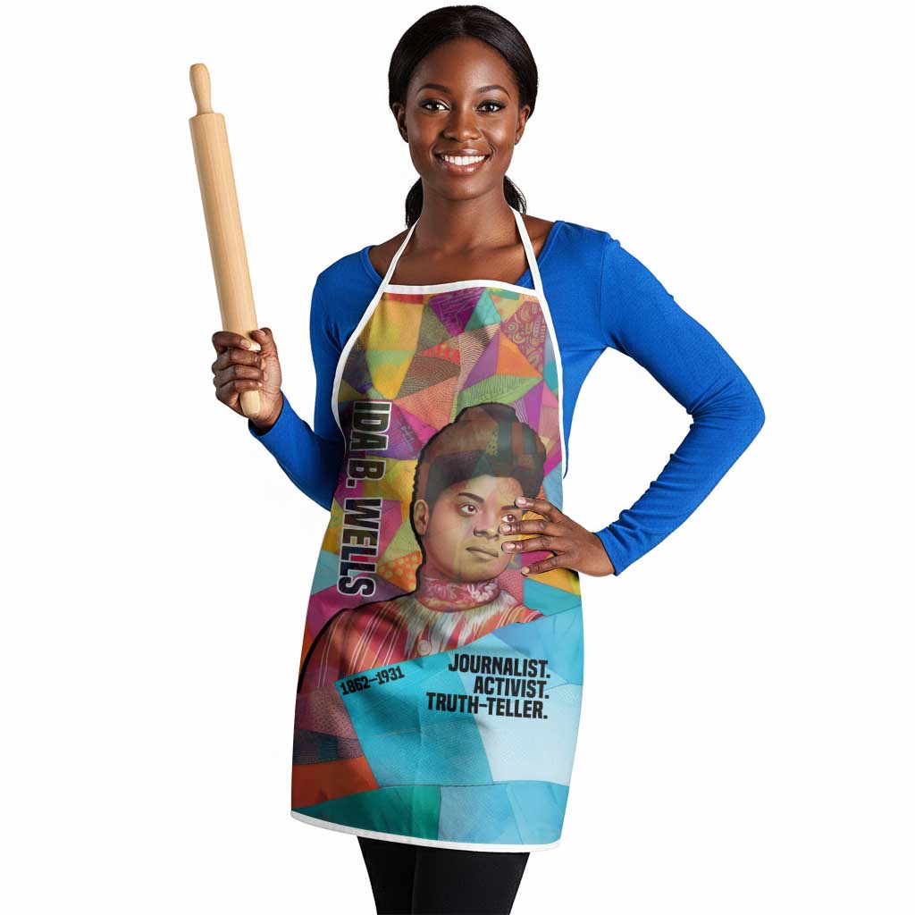 Ida B. Wells Apron with Colorful Patchwork Pattern Design Confident Portrait Civil Rights and Journalism Tribute - African Pride