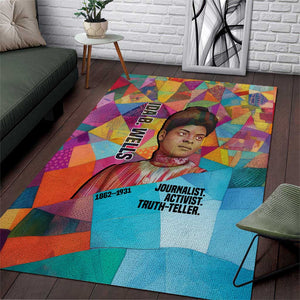 Ida B. Wells Area Rug with Colorful Patchwork Pattern Design Confident Portrait Civil Rights and Journalism Tribute - African Pride