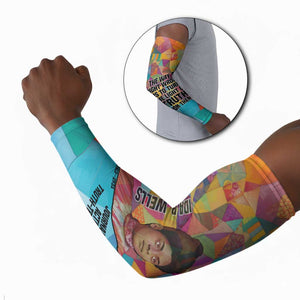Ida B. Wells Arm Sleeves with Colorful Patchwork Pattern Design Confident Portrait Civil Rights and Journalism Tribute - African Pride