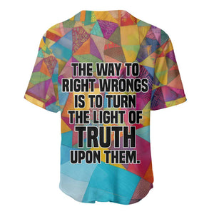 Ida B. Wells Baseball Jersey with Colorful Patchwork Pattern Design Confident Portrait Civil Rights and Journalism Tribute - African Pride