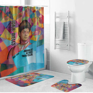 Ida B. Wells Bathroom Set with Colorful Patchwork Pattern Design Confident Portrait Civil Rights and Journalism Tribute - African Pride