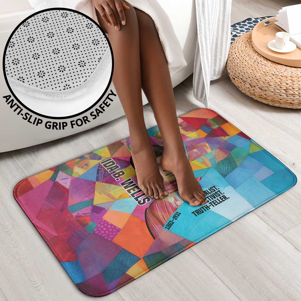 Ida B. Wells Bathroom Set with Colorful Patchwork Pattern Design Confident Portrait Civil Rights and Journalism Tribute - African Pride