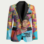 Ida B. Wells Blazer with Colorful Patchwork Pattern Design Confident Portrait Civil Rights and Journalism Tribute - African Pride