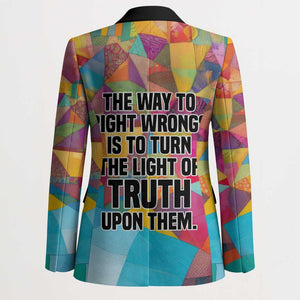 Ida B. Wells Blazer with Colorful Patchwork Pattern Design Confident Portrait Civil Rights and Journalism Tribute - African Pride