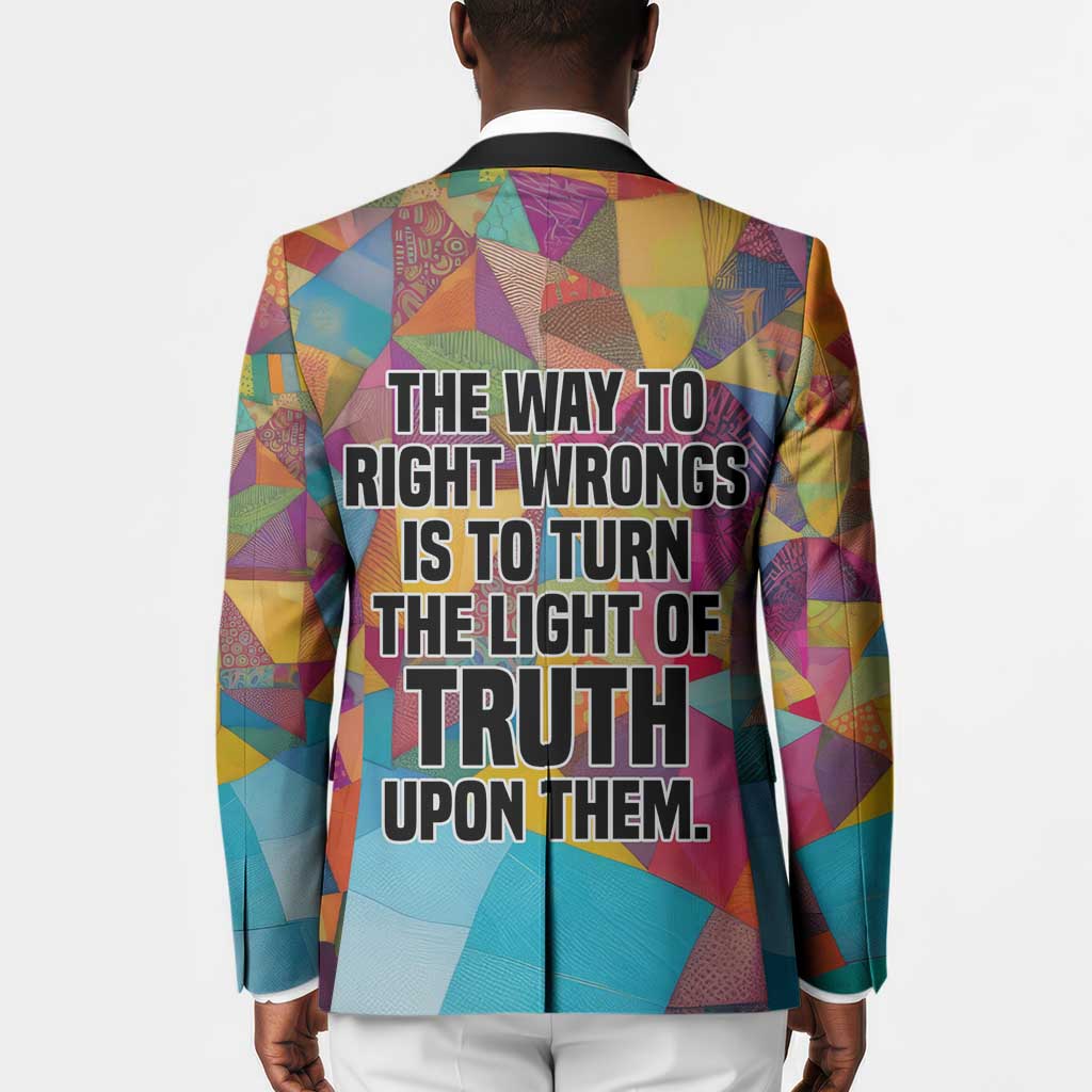 Ida B. Wells Blazer with Colorful Patchwork Pattern Design Confident Portrait Civil Rights and Journalism Tribute - African Pride