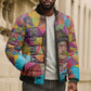 Ida B. Wells Bomber Puffer Jacket with Colorful Patchwork Pattern Design Confident Portrait Civil Rights and Journalism Tribute - African Pride