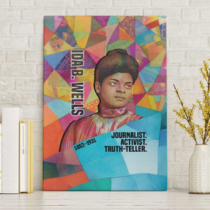 Ida B. Wells Canvas Wall Art with Colorful Patchwork Pattern Design Confident Portrait Civil Rights and Journalism Tribute - African Pride