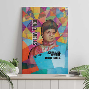 Ida B. Wells Canvas Wall Art with Colorful Patchwork Pattern Design Confident Portrait Civil Rights and Journalism Tribute - African Pride