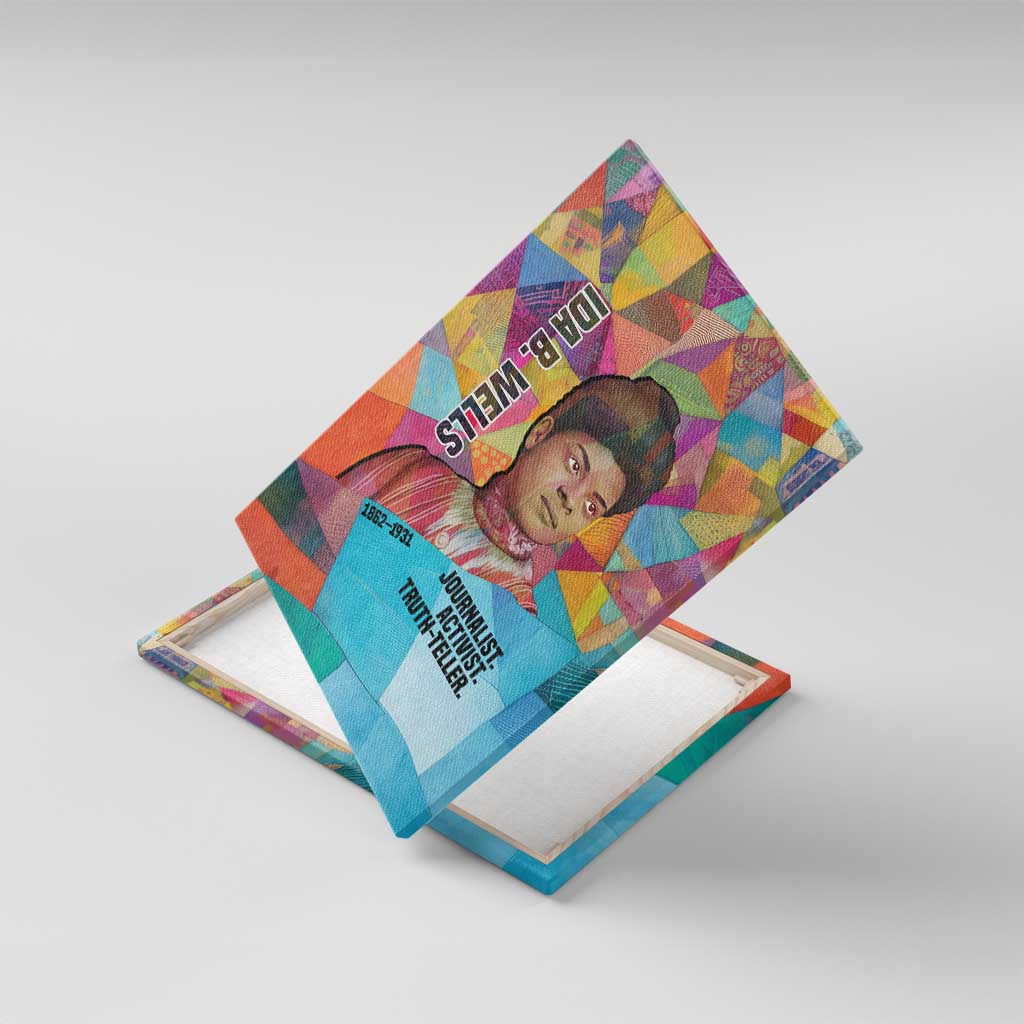 Ida B. Wells Canvas Wall Art with Colorful Patchwork Pattern Design Confident Portrait Civil Rights and Journalism Tribute - African Pride