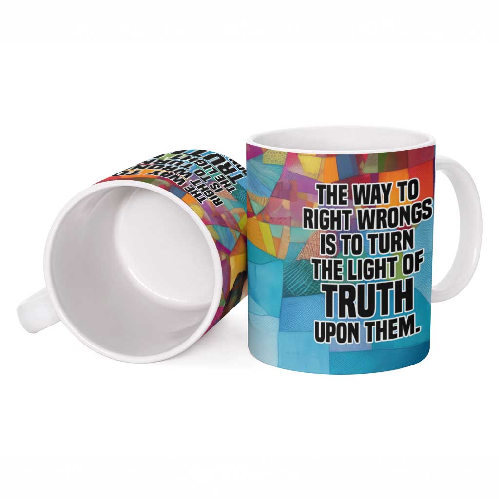 Ida B. Wells Ceramic Mug with Colorful Patchwork Pattern Design Confident Portrait Civil Rights and Journalism Tribute - African Pride