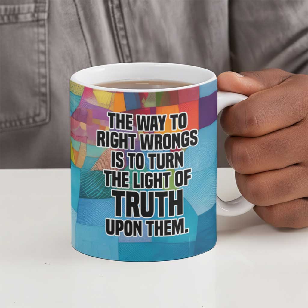 Ida B. Wells Ceramic Mug with Colorful Patchwork Pattern Design Confident Portrait Civil Rights and Journalism Tribute - African Pride